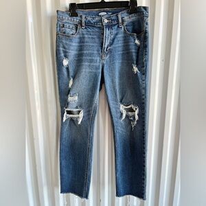 Old Navy Boyfriend Distressed Blue Jeans